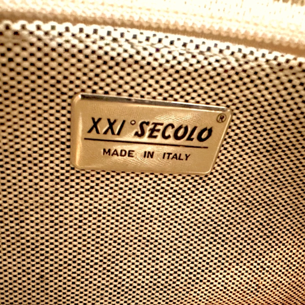 XXI Secolo blk leather & gray canvas shoulder bag-very good condition-vtge-Italy - Picture 8 of 9